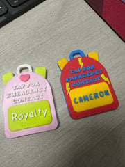 Tap for Emergency Contact Backpack Tag