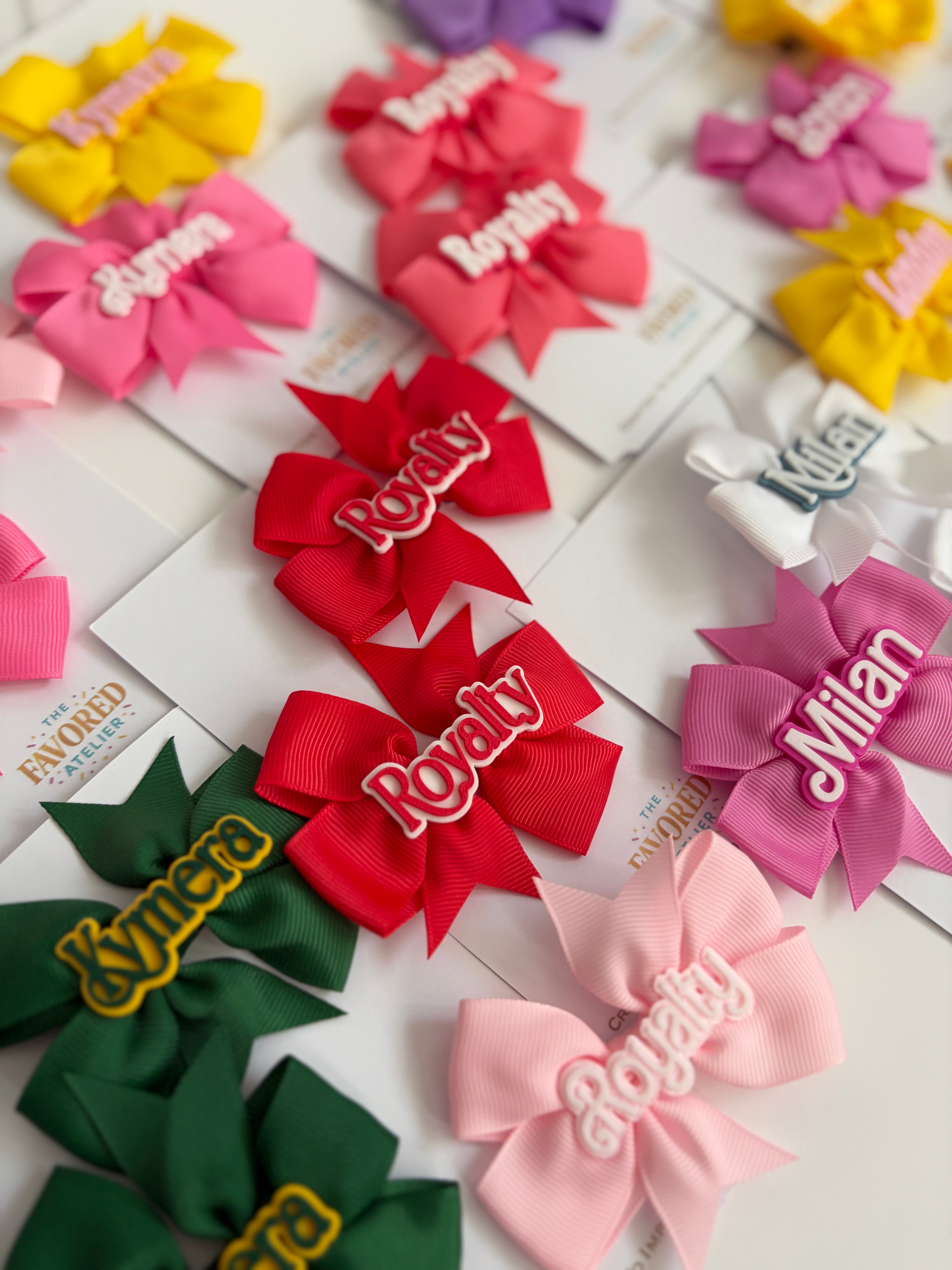 Personalized 3D Name Hair Bow Pair