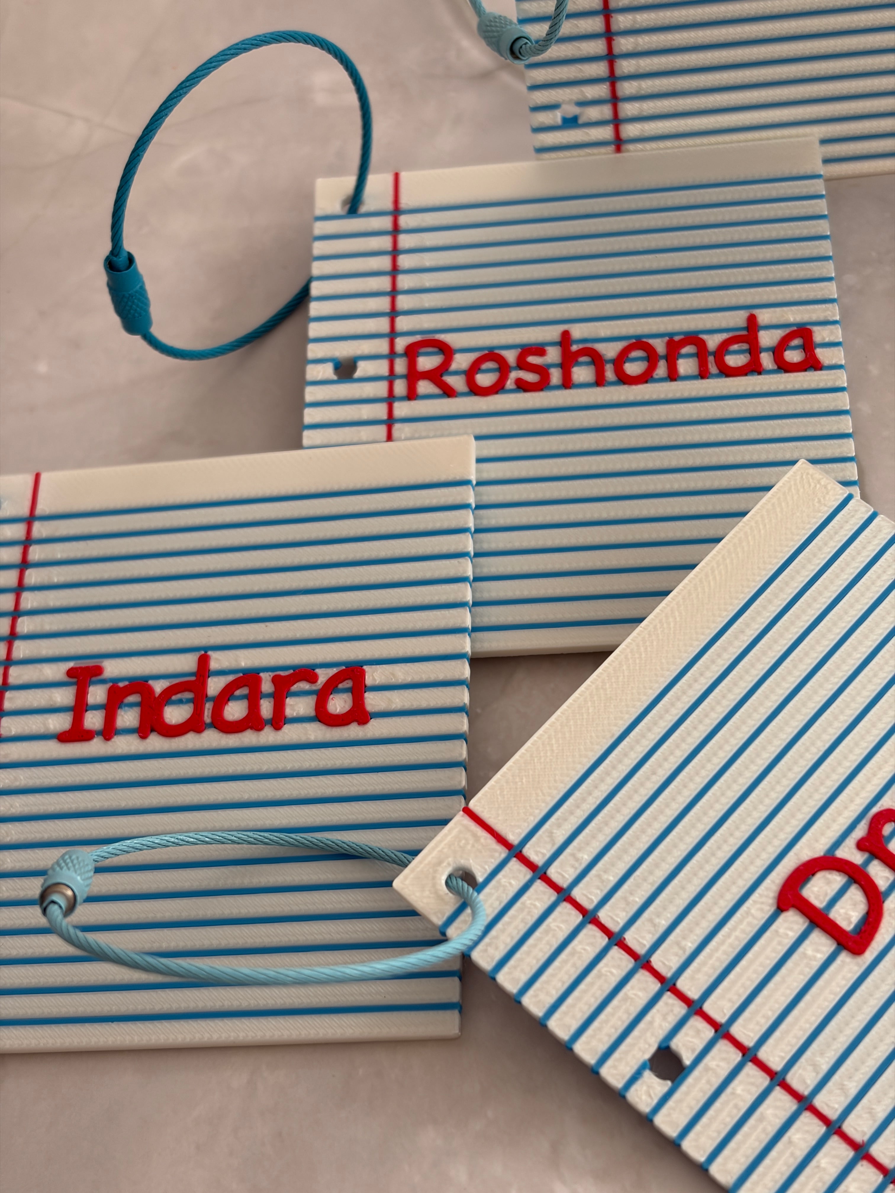 Personalized Notebook Paper Bag Tag