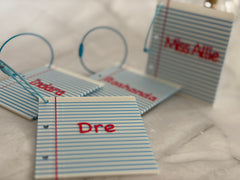 Personalized Notebook Paper Bag Tag