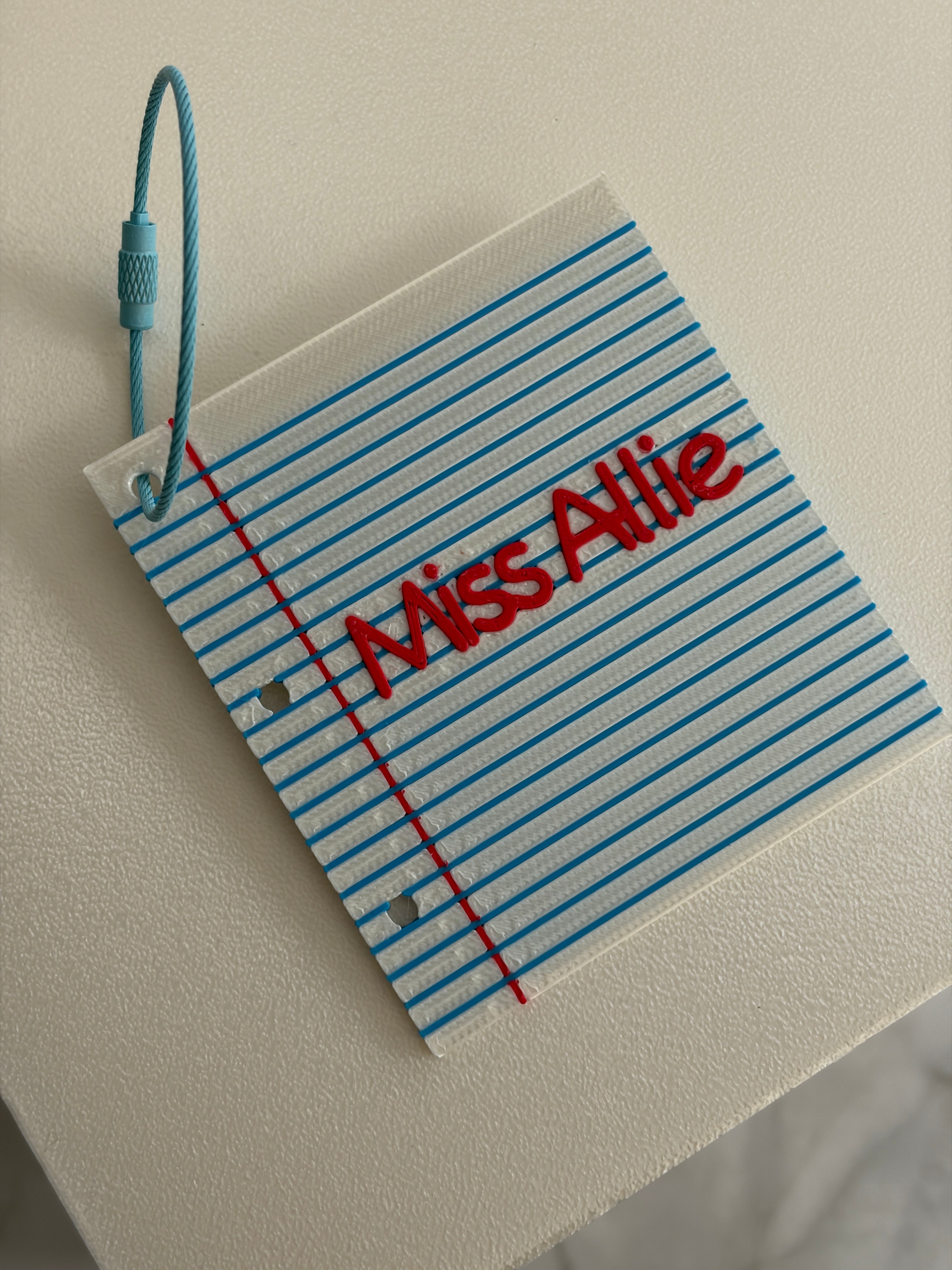 Personalized Notebook Paper Bag Tag