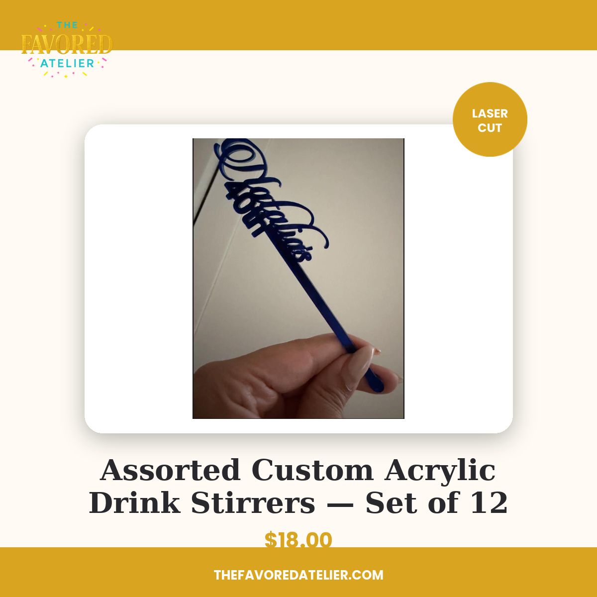 Assorted Custom Acrylic Drink Stirrers — Set of 12