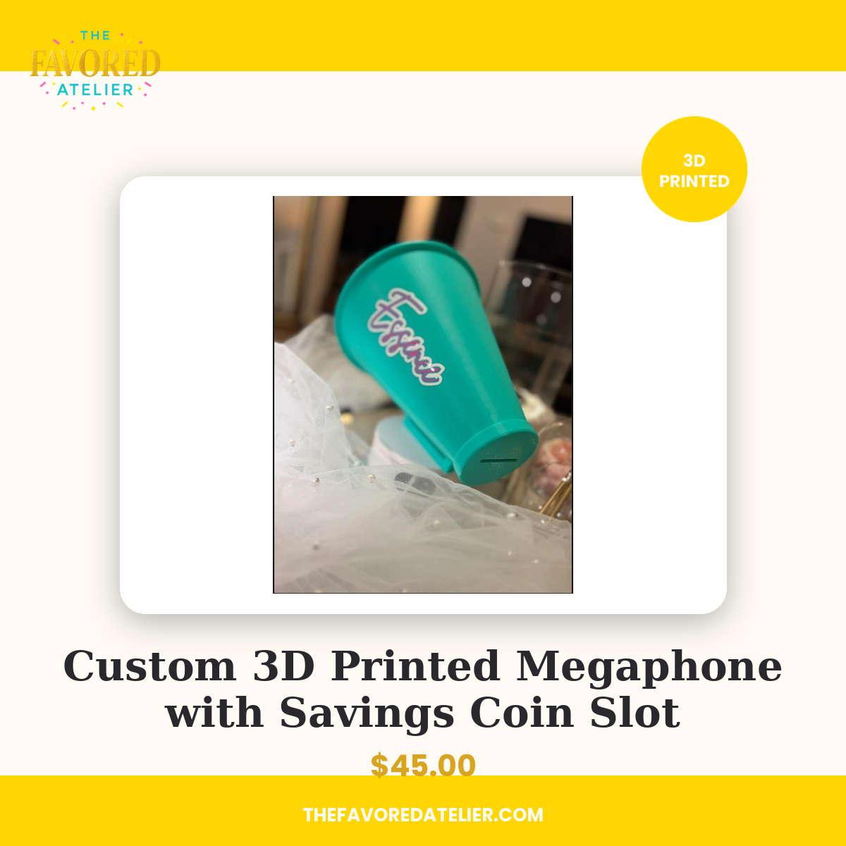 Custom 3D Printed Megaphone with Savings Coin Slot