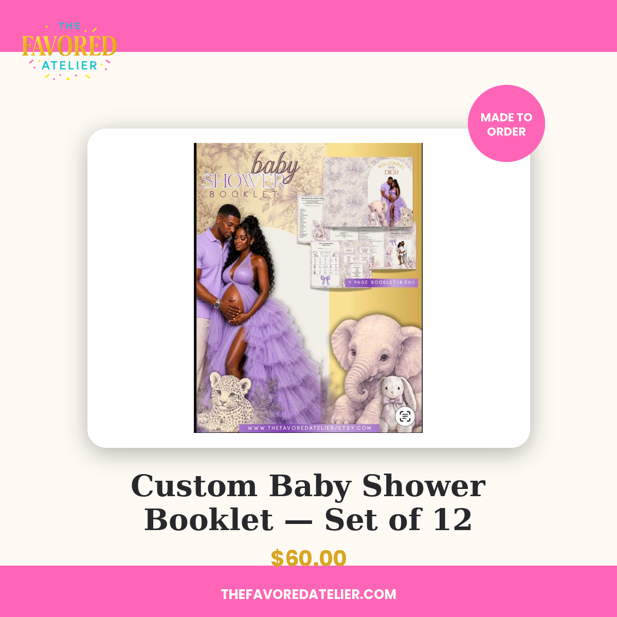 Custom Baby Shower Booklet — Set of 12