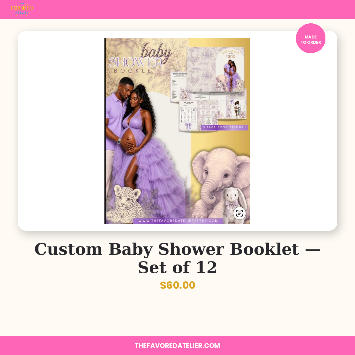 Custom Baby Shower Booklet — Set of 12