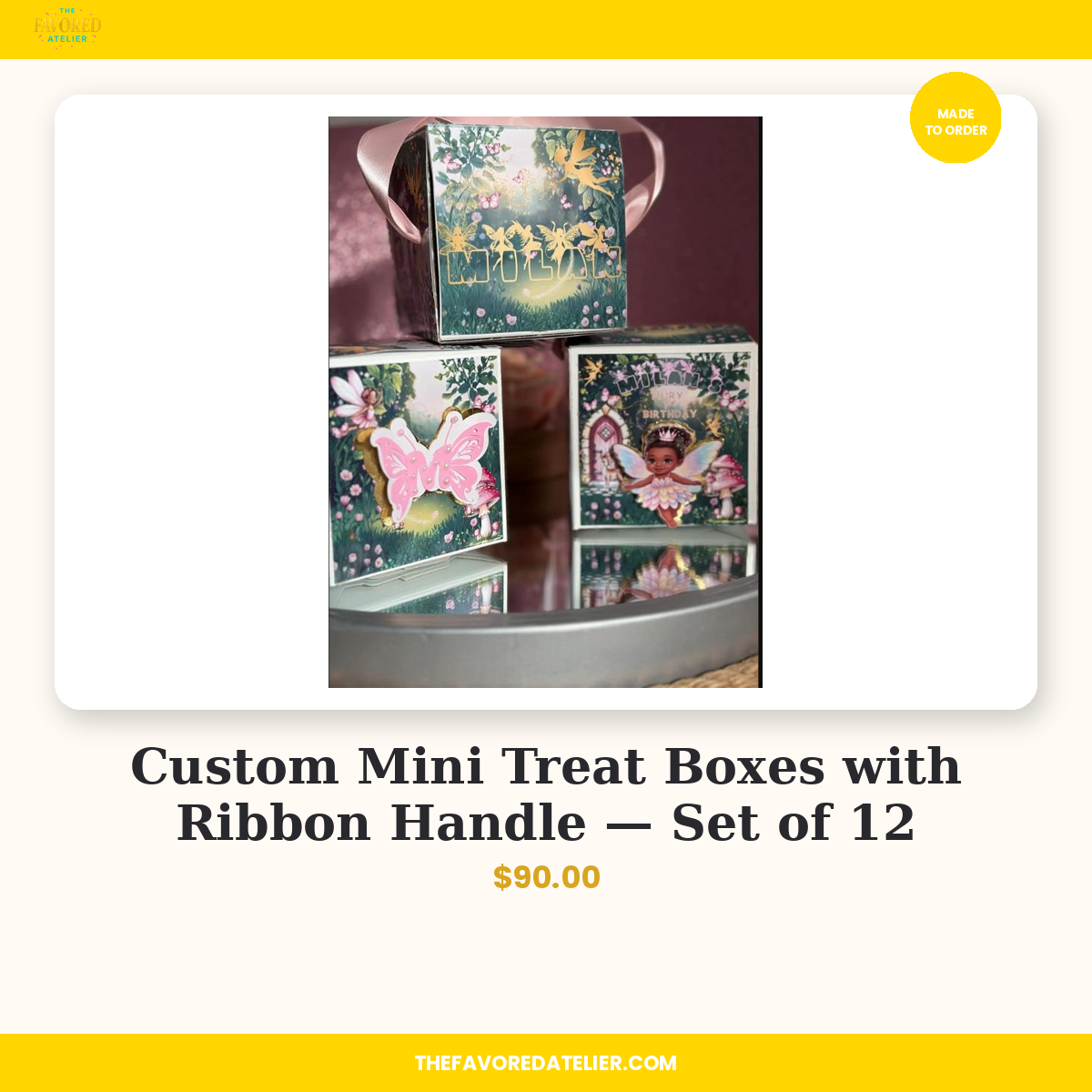 Custom Mini Treat Boxes with Ribbon Handle — Set of 12