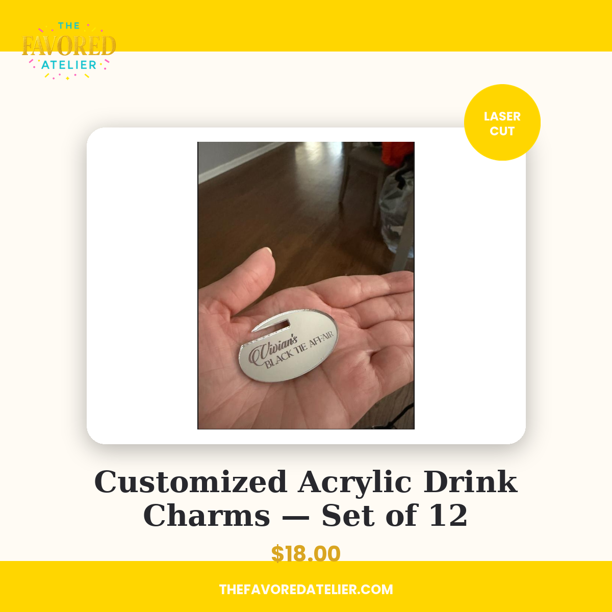 Customized Acrylic Drink Charms — Set of 12
