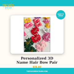 Personalized 3D Name Hair Bow Pair