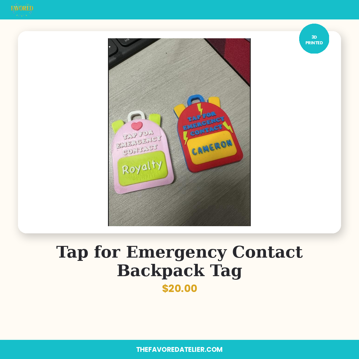Tap for Emergency Contact Backpack Tag