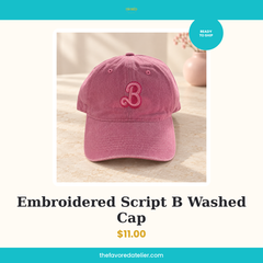 Embroidered Script B Washed Cap — The Favored Atelier listing card, ready to ship